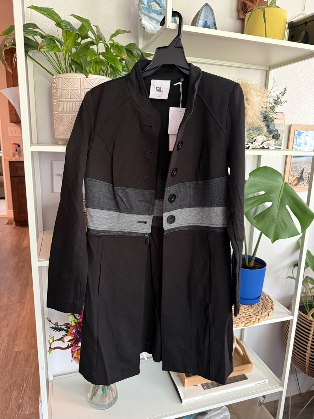 CAbi 3176 Convertible Zip Black Gray Ponte Knit Jacket Coat NWT